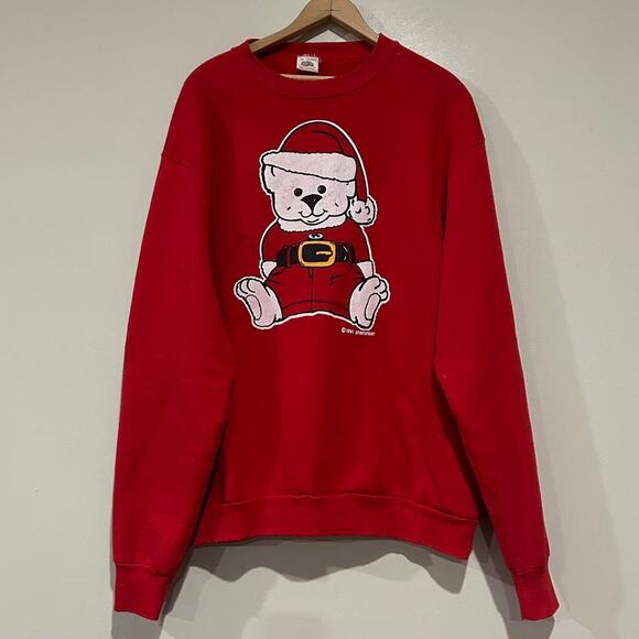 Vintage 1991 Polar Bear Santa Outfit Crewneck Sweater - Picture 1 of 5